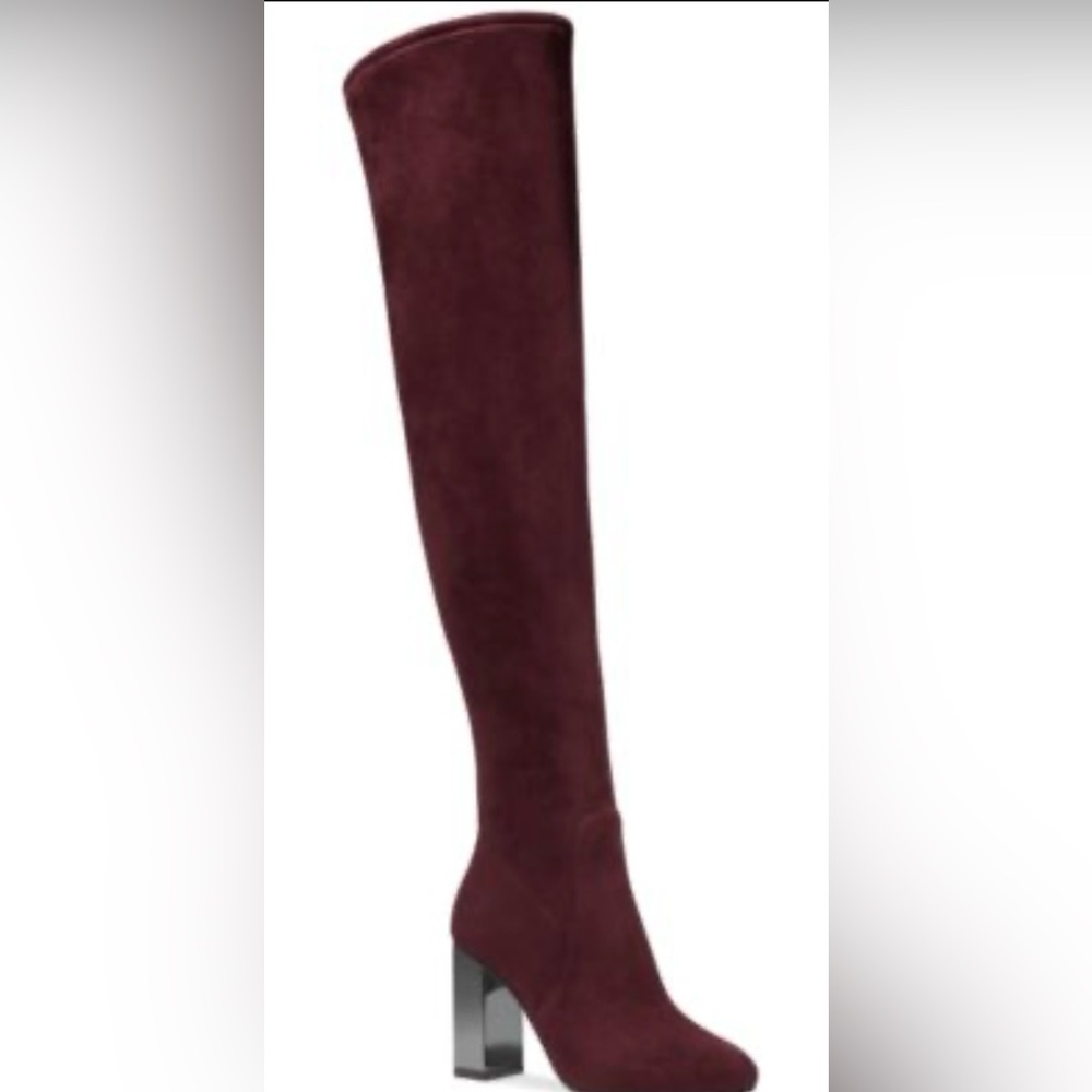 Michael Kors Petra Women’s Suede Burgundy Over - Knee Boots Block Heels Size 5.5